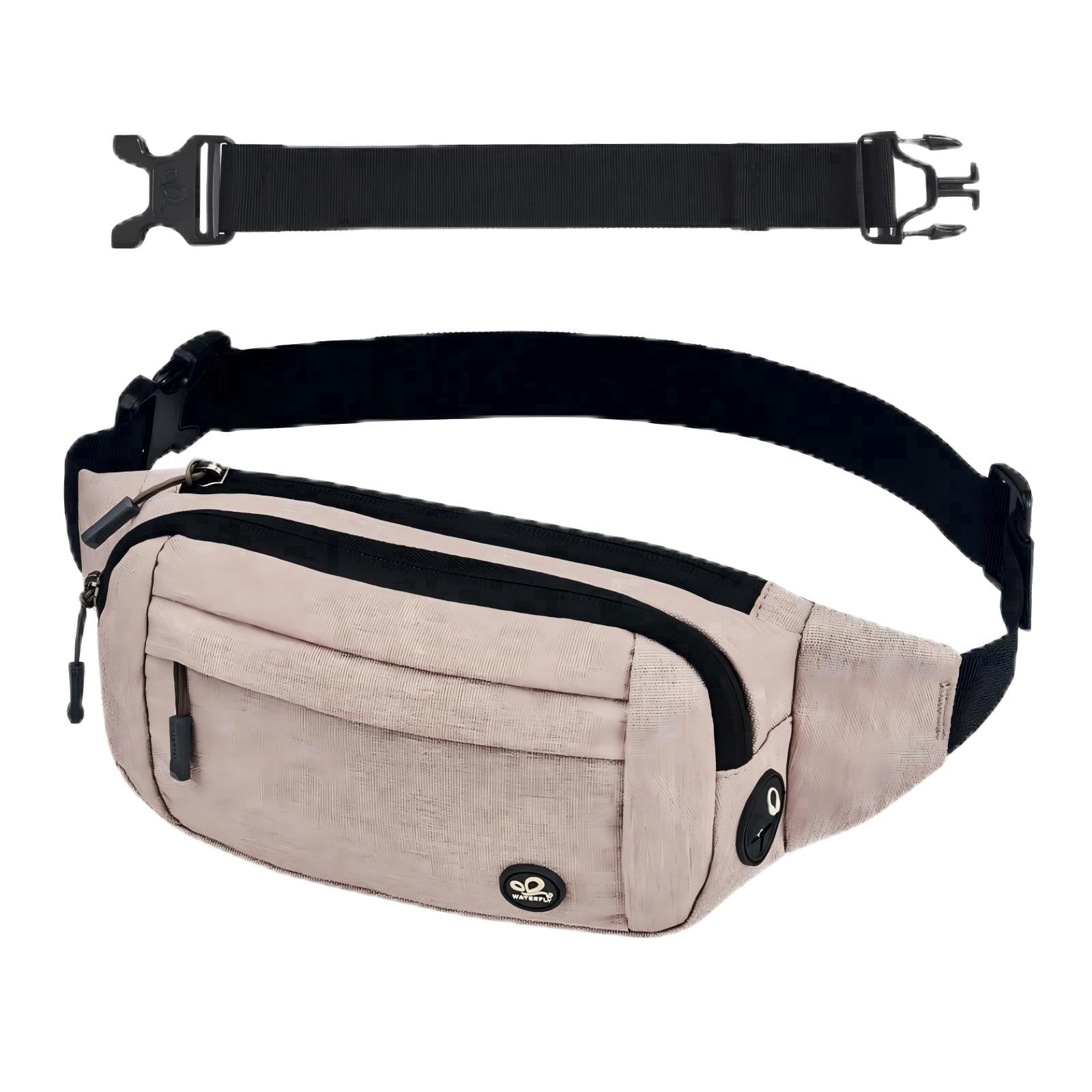 WATERFLY Unisex Lightweight Running Hiking Jogging Nylon Fanny Pack Waist Bag-Dark Blue