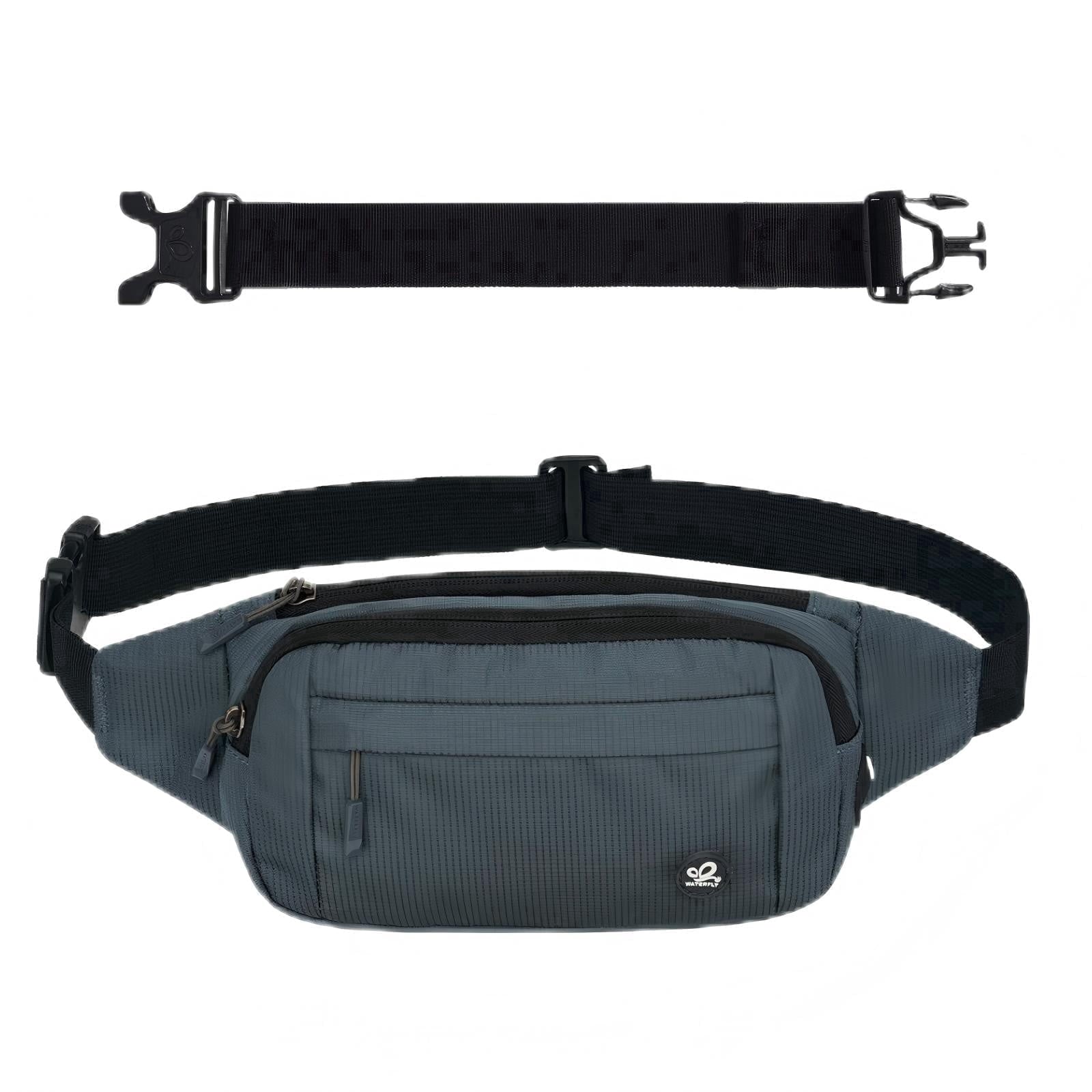 WATERFLY Unisex Lightweight Running Hiking Jogging Nylon Fanny Pack Waist Bag-Dark Blue