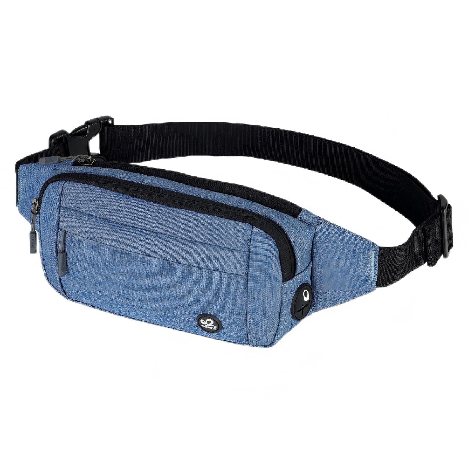 WATERFLY Unisex Lightweight Running Hiking Jogging Nylon Fanny Pack Waist Bag-Dark Blue