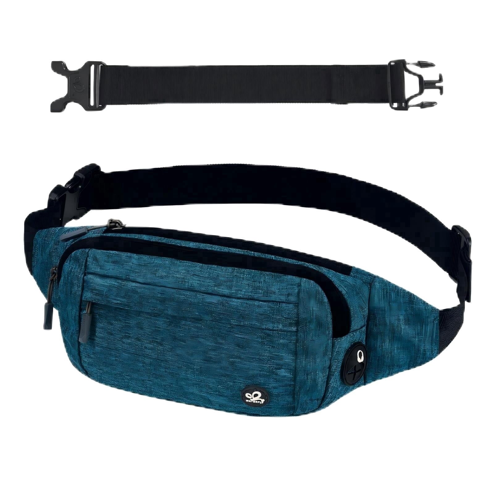 WATERFLY Unisex Lightweight Running Hiking Jogging Nylon Fanny Pack Waist Bag-Dark Blue