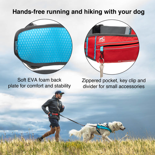 Kurgo On-Trail Running and walking Belt, Hands-Free, Reflective, Includes 10 oz Water Bottle
