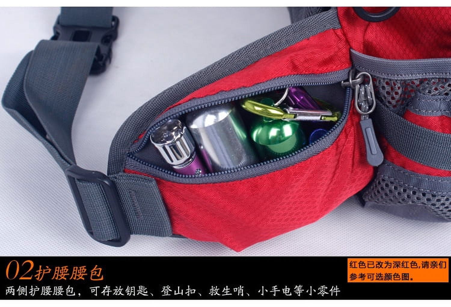 Running Bags Outdoor Fanny Pack Hiking Camping Biking Waterproof Waist Pack 2 Water Bottle Holder Sports Bag for Women Men Black
