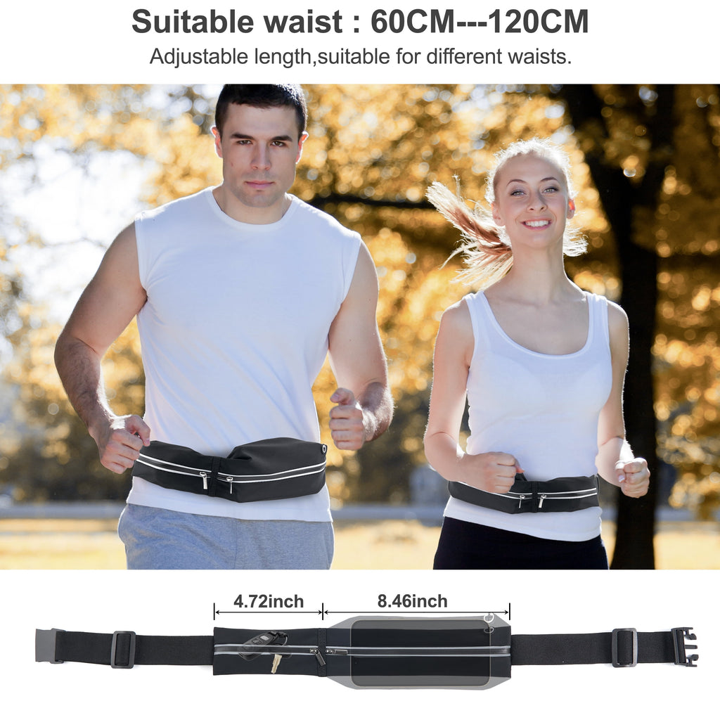 Slim Running Belt Fanny Pack for Men Women, Runners Phone Holder for Gym Travel Walking, Money Waist Flip Belt Bag With 2 Expandable Pockets