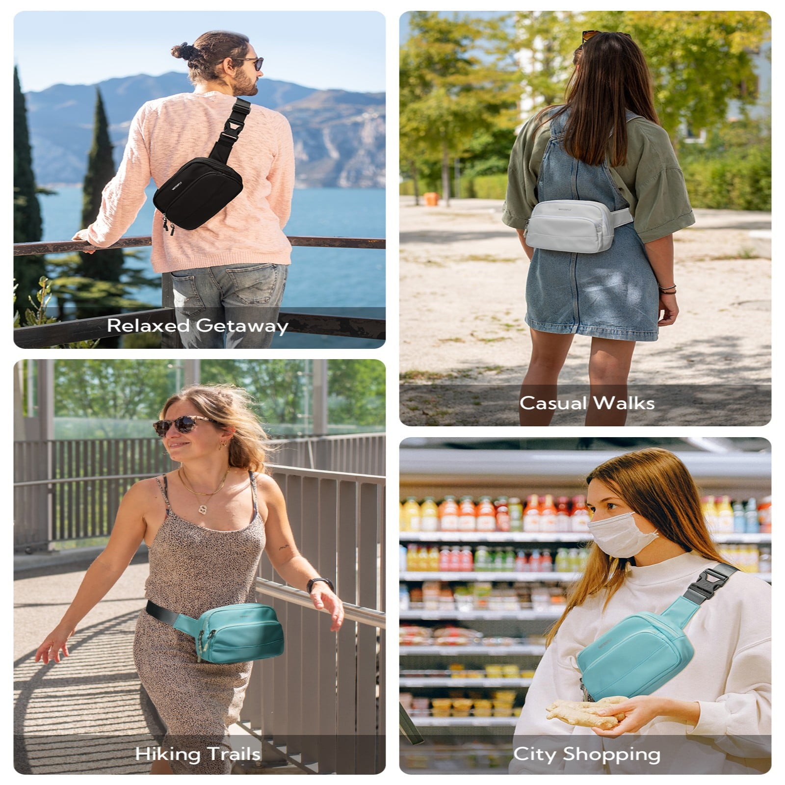 WATERFLY Fanny Pack – Lightweight 2L Nylon Waist Bag for Hiking, Running & Travel | Unisex