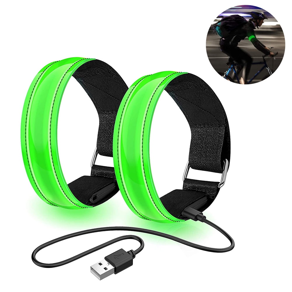 Running Light for Runners (2 Pack) Rechargeable LED Armband Reflective Running Gear, LED Light Up Band for Joggers Bikers Walkers