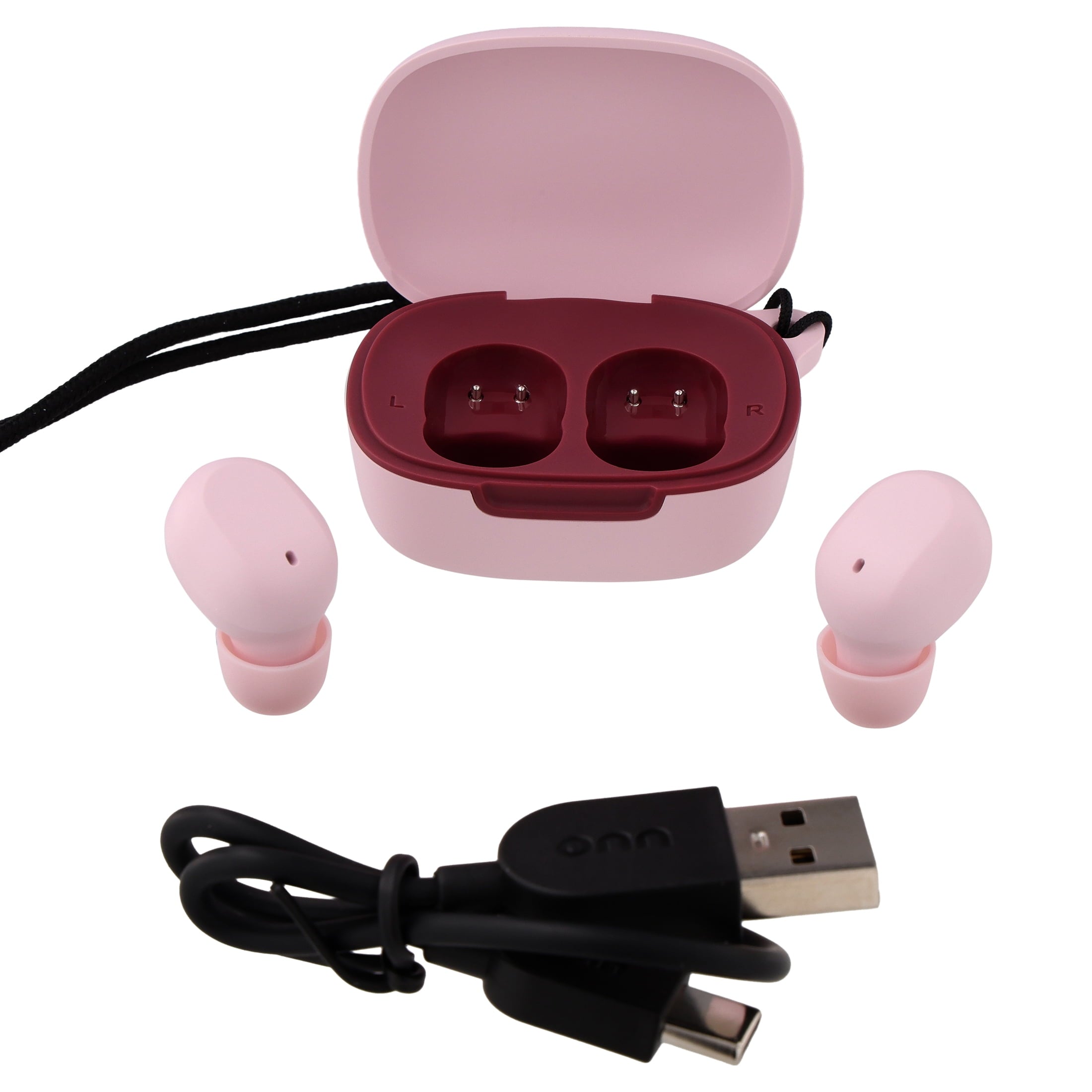 onn Wireless Mini-Earbuds with Wrist-Strap, Black