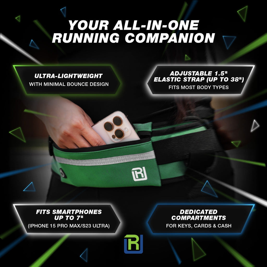 RunUnited Waist Pack for Running, Hiking & Gym - Waterproof Running Accessory w/ Phone Holder & Reflective Stripe, Color: Yellow
