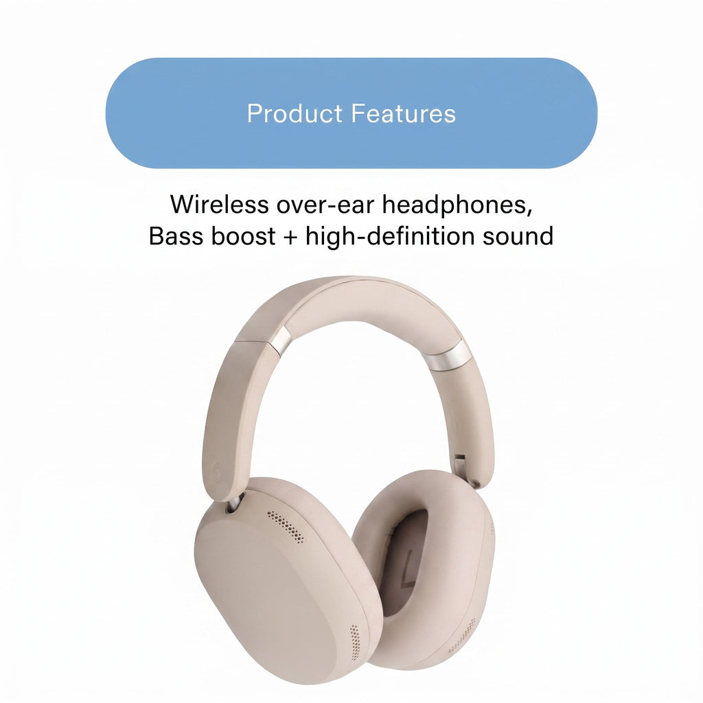onn Hushbyte Wireless Over-Ear Headphones, Black