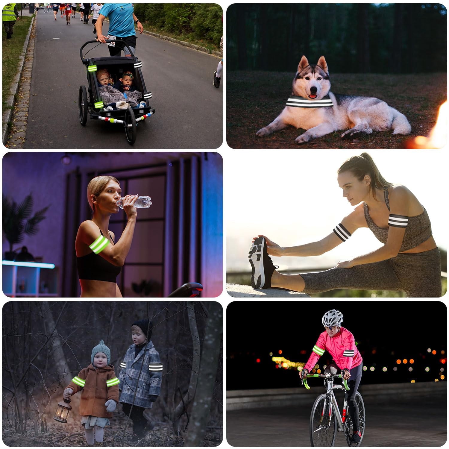 6 Pieces Reflective Strips Reflective Running Gear Reflective Armbands Flexible Reflective Strips Reflective Arm Bands Adults For Running Jogging Hiking Walking