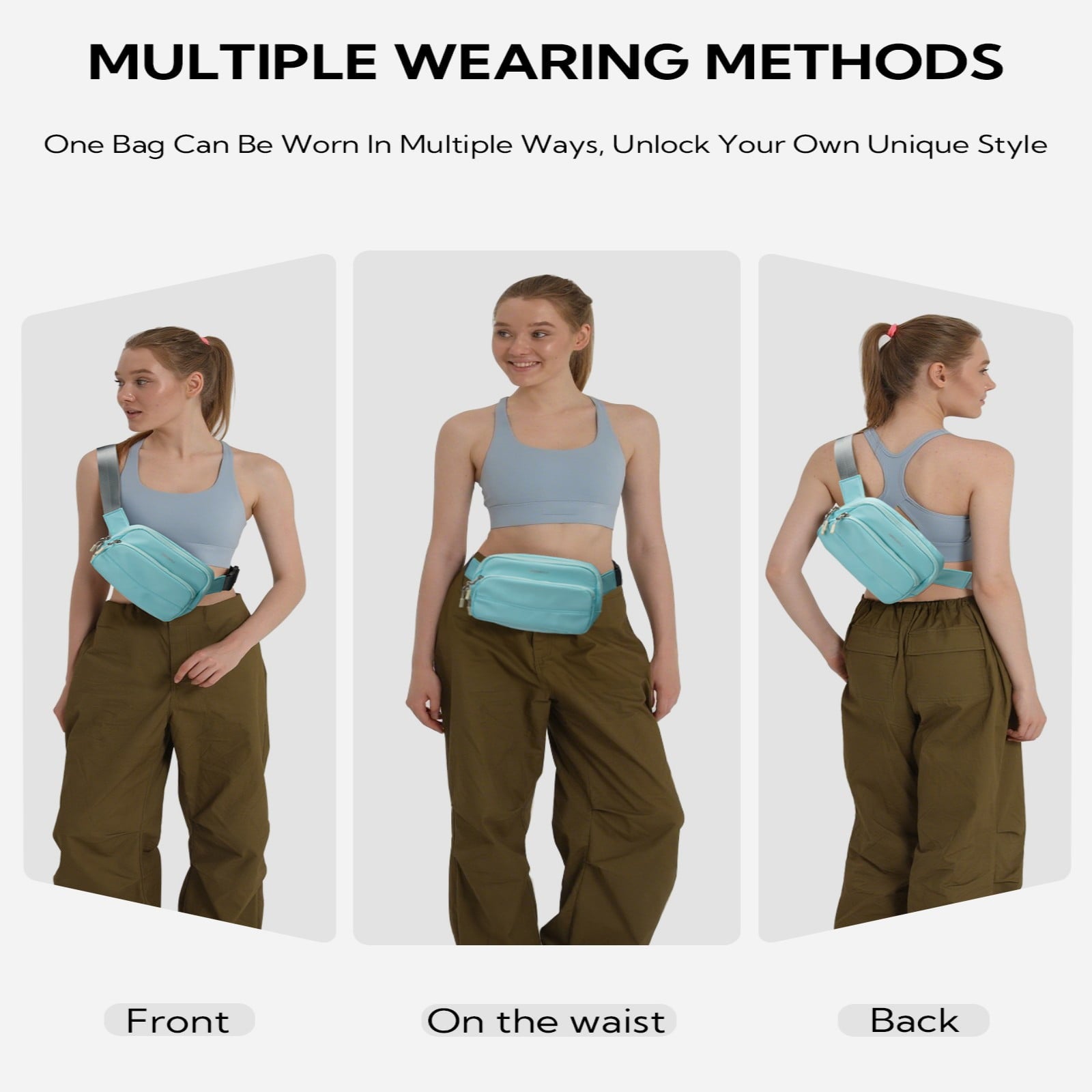 WATERFLY Fanny Pack – Lightweight 2L Nylon Waist Bag for Hiking, Running & Travel | Unisex