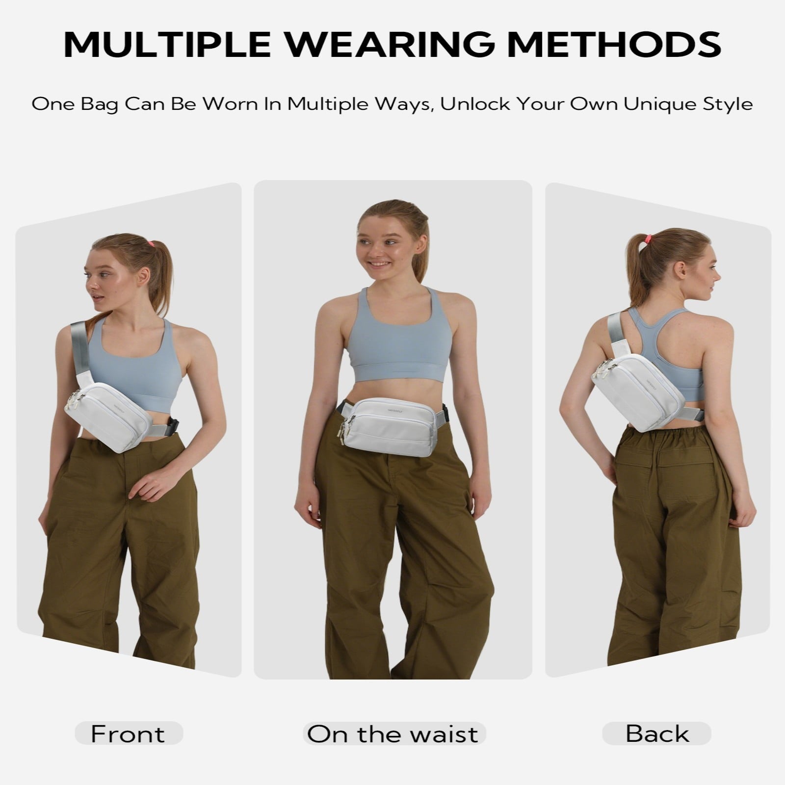 WATERFLY Fanny Pack – Lightweight 2L Nylon Waist Bag for Hiking, Running & Travel | Unisex