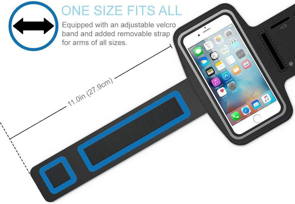 Water Resistant Cell Phone Armband Case Running Holder for iPhone Pro Max Plus (15/14/13/12/11/X/XS/XR/SE) Galaxy S Ultra Plus Edge Note (S24/S23/S22/S21/20/10/9) Adjustable Strap & Key Pocket - Green