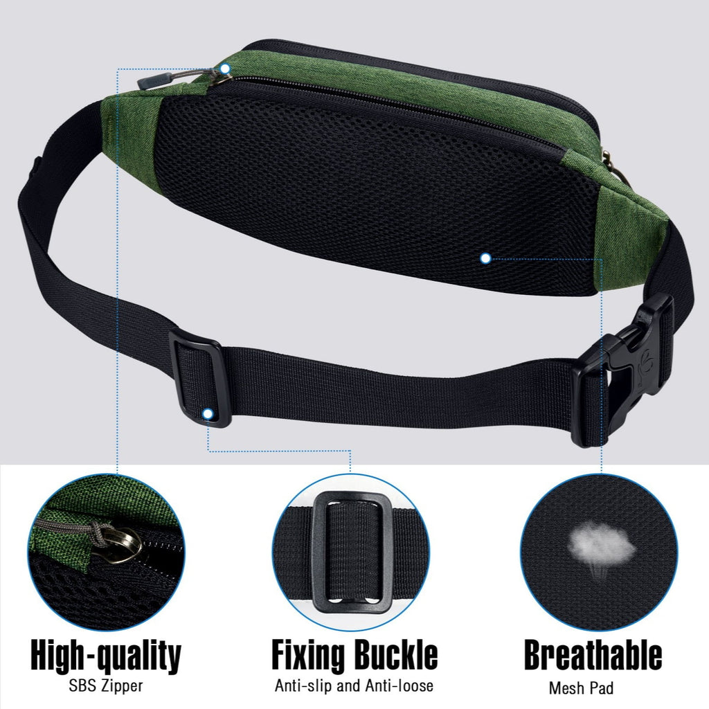 WATERFLY Unisex Lightweight Running Hiking Jogging Nylon Fanny Pack Waist Bag-Dark Blue