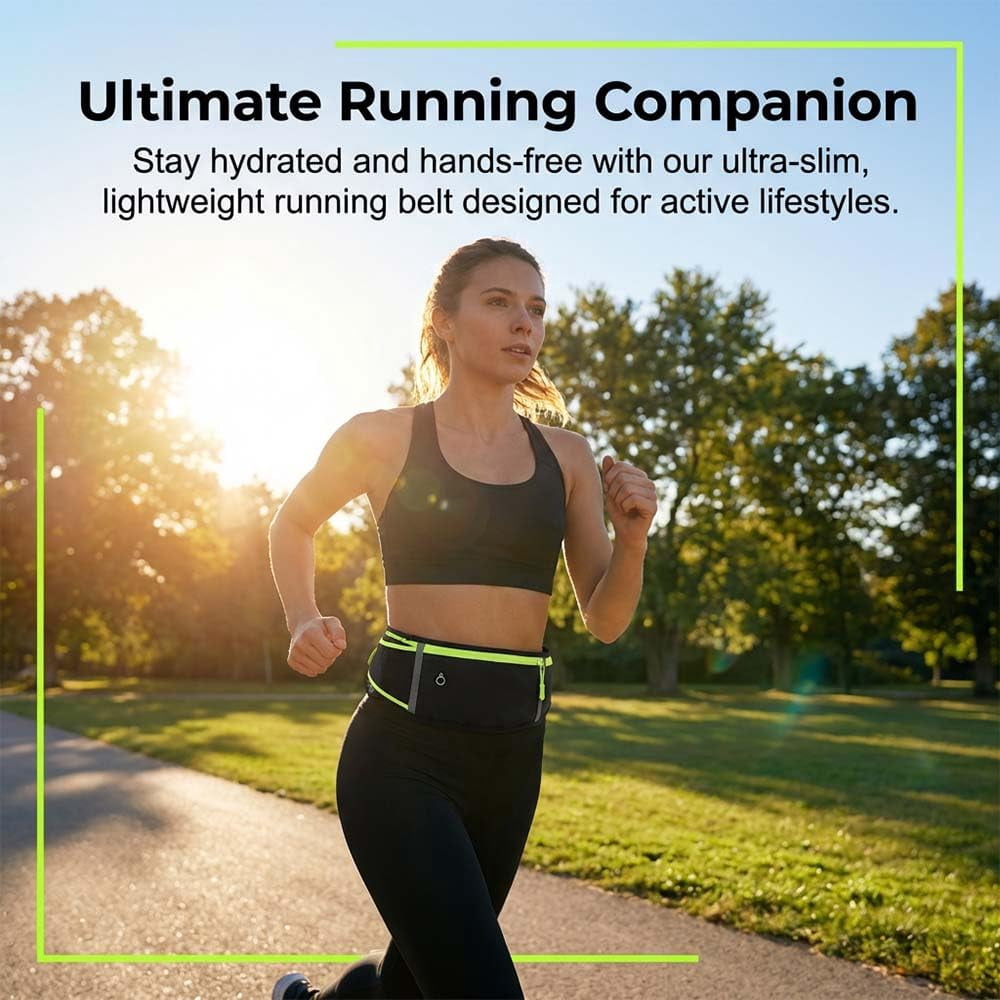 Anti-theft Invisible Waist Bag, Waterproof Running Fanny Pack with Water Bottle Holder, Reflective Adjustable Waist Belt Bag, Lightweight Outdoor Sports Pouch for Men Women Travel Hiking