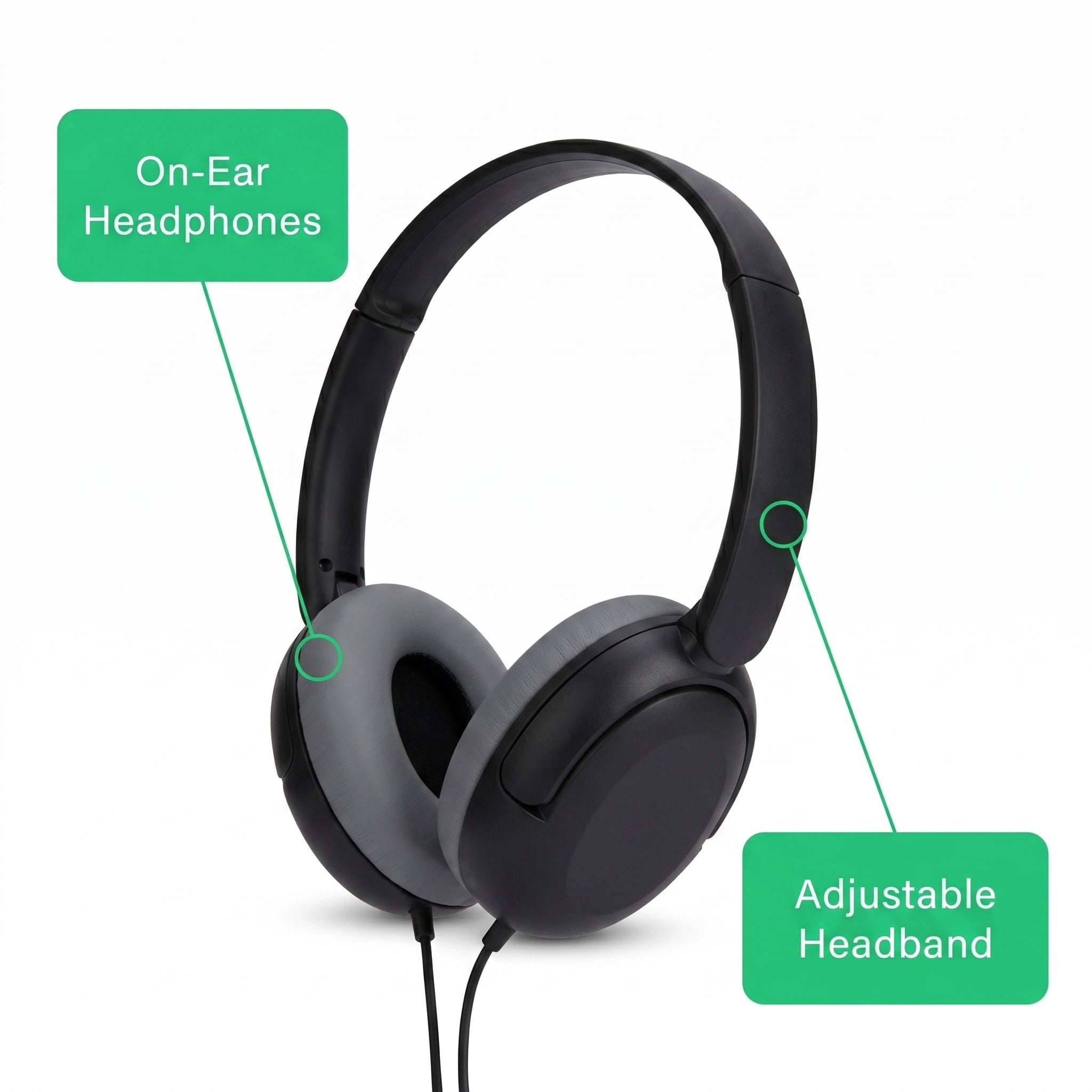 onn On-Ear Headphones with 3.5 mm Connector, Pink