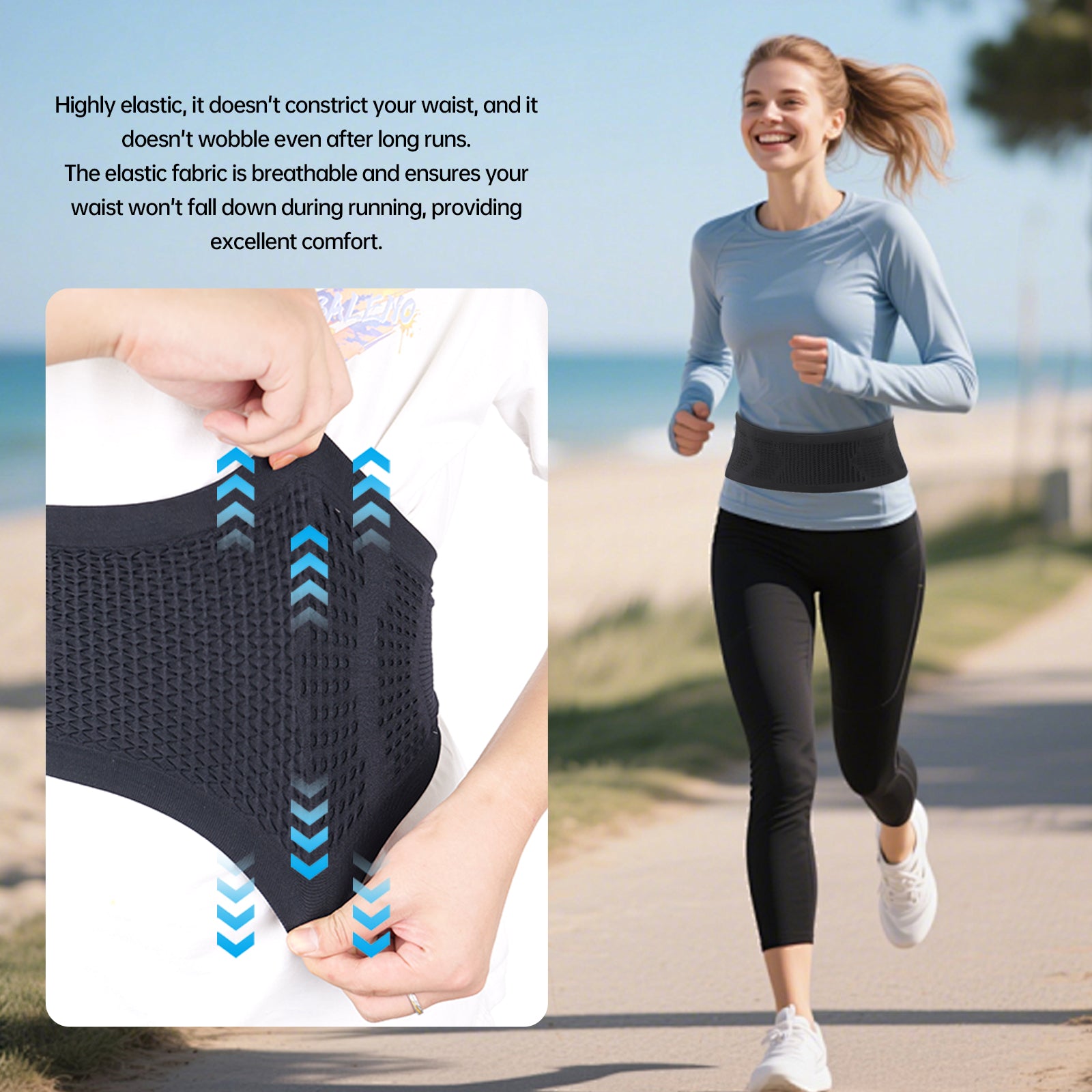 Running Belt for Women 360° Flip Belt - Nylon 3D Mesh Expandable Runners Belt for Gym Hiking