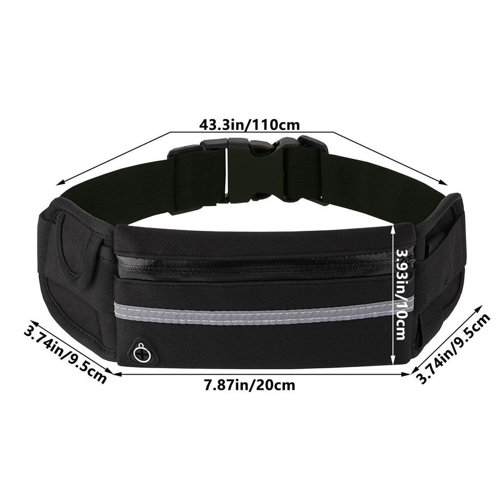 Waterproof Running Belt with Phone Holder and Water Bottle Pouch, Reflective Fitness Waist Pack for Men Women, Adjustable Sports Waist Bag for Hiking Cycling Marathon Gym Workout Outdoor Activities