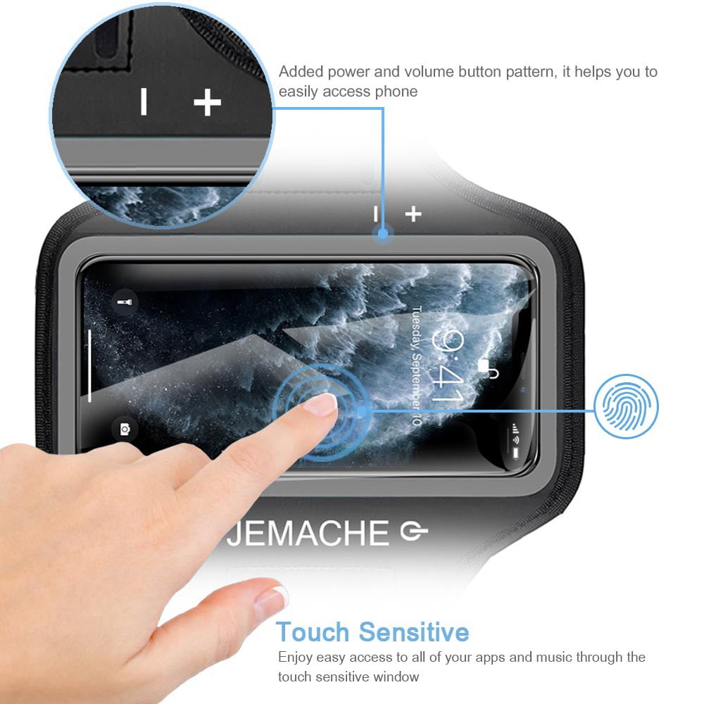 iPhone 16 15 14 13 Pro Armband, JEMACHE Water Resistant Gym Running Workouts Arm Band for iPhone 11 12 13 14 15 16, 11/12/13/14/15/16 Pro