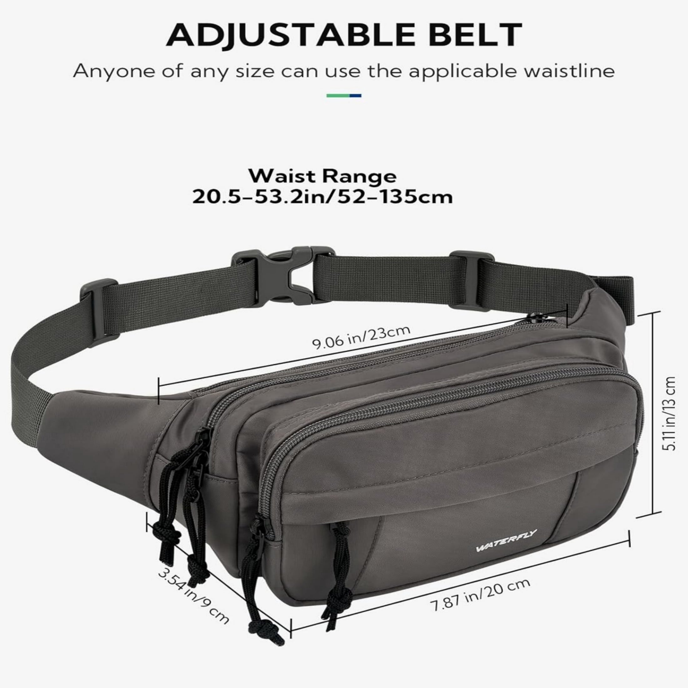 WATERFLY Unisex Large Capacity Walking Travel Nylon Fanny Pack Waist Bag,Yellow