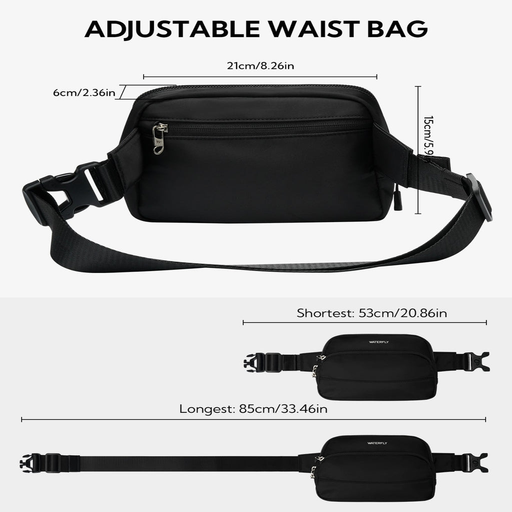 WATERFLY Fanny Pack – Lightweight 2L Nylon Waist Bag for Hiking, Running & Travel | Unisex