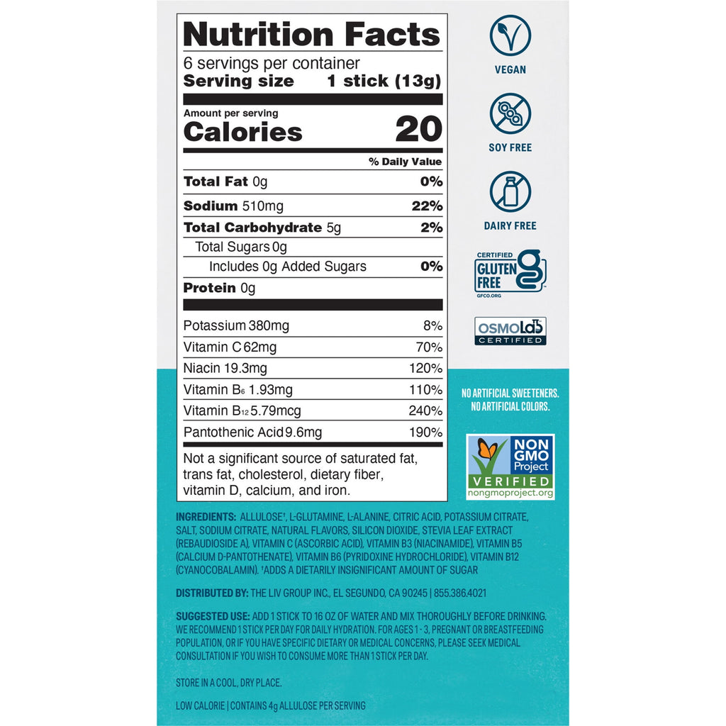 Liquid I.V.® White Peach Hydration Multiplier® Sugar-Free Electrolyte Powder Drink Mix, 6 Count Packets