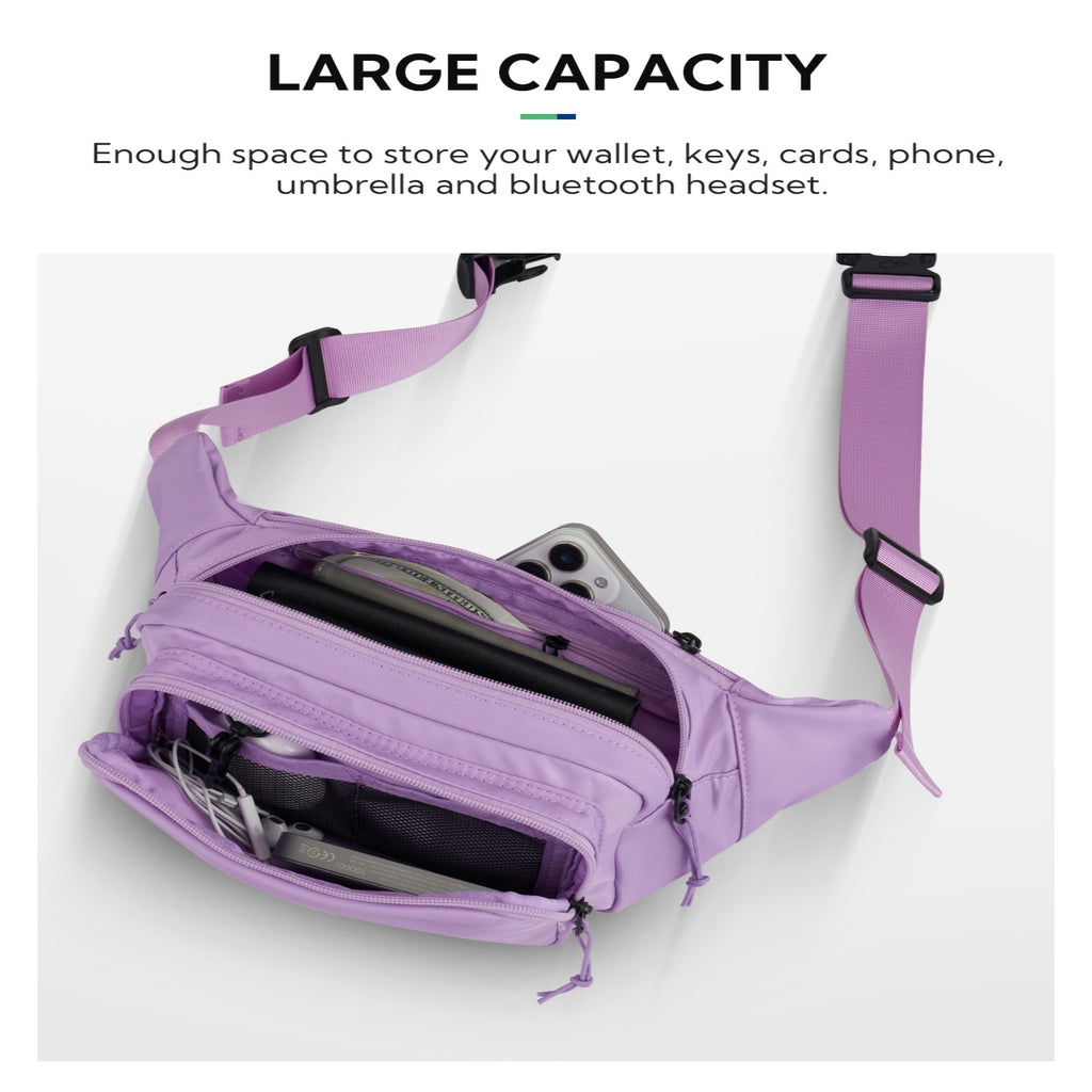WATERFLY Unisex Large Capacity Walking Travel Nylon Fanny Pack Waist Bag,Yellow