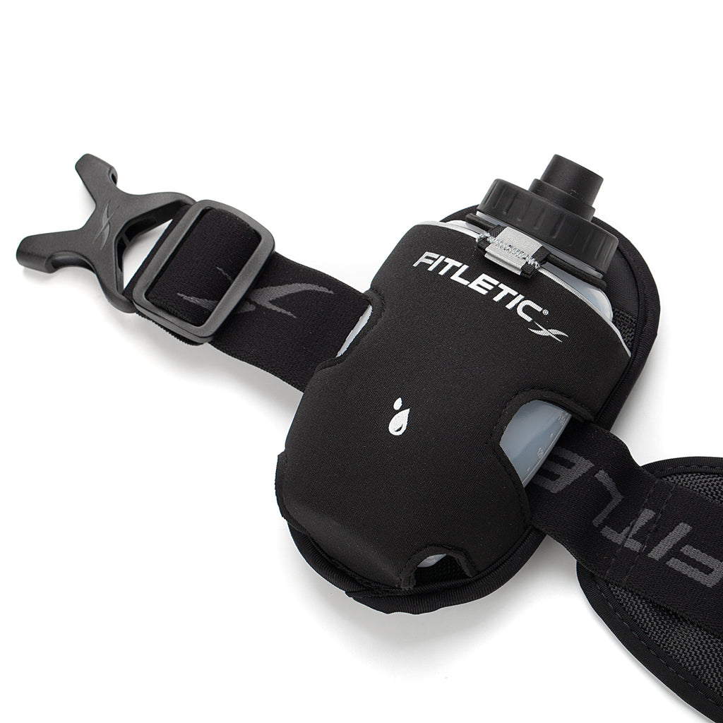 Fitletic 8 Oz Running Bottle Holder, Black, Single, Belt Add-on for Triathlon, Trail, Hiking, Sport