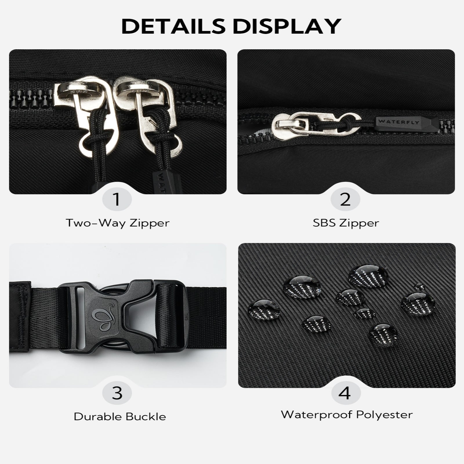 WATERFLY Fanny Pack – Lightweight 2L Nylon Waist Bag for Hiking, Running & Travel | Unisex