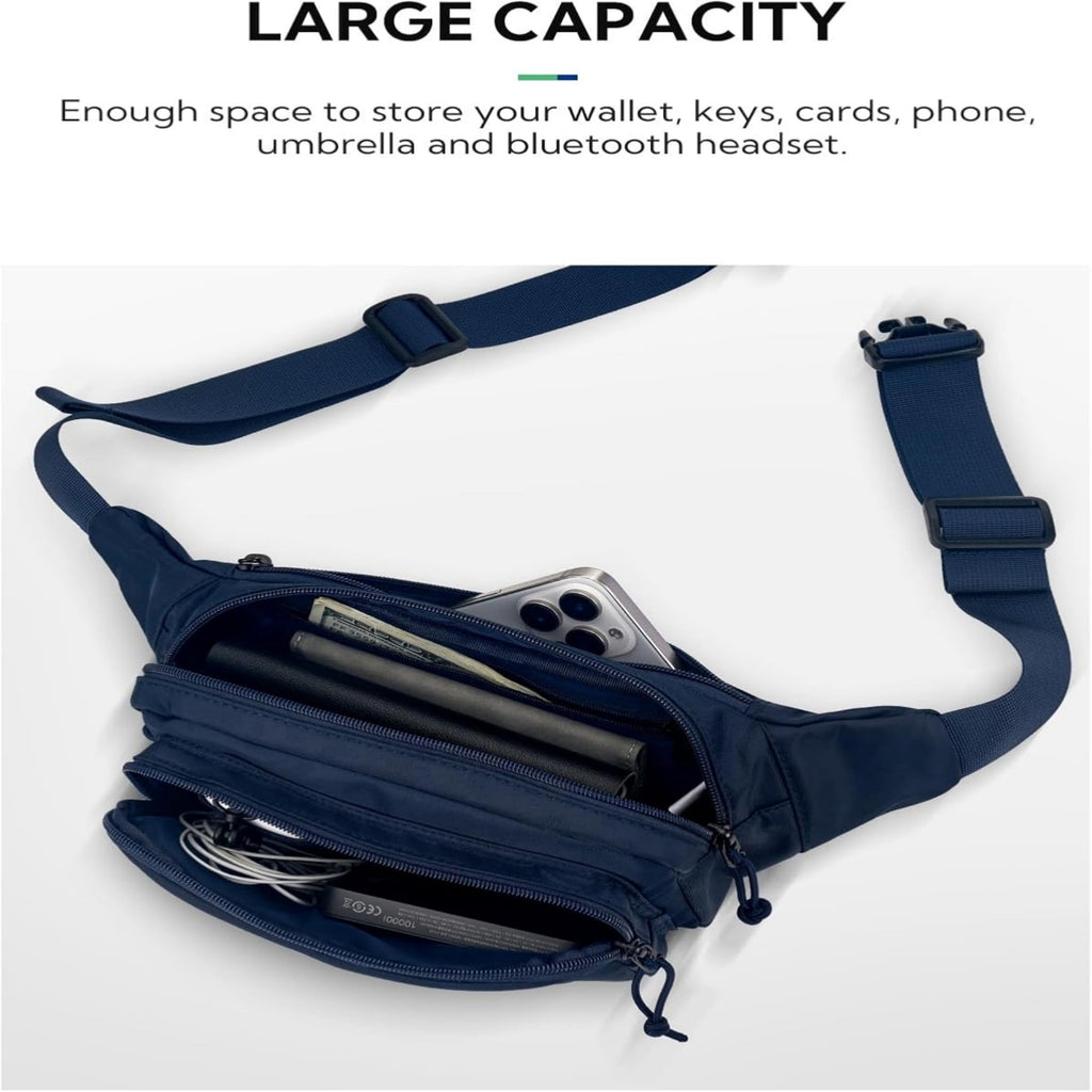 WATERFLY Unisex Large Capacity Walking Travel Nylon Fanny Pack Waist Bag,Yellow
