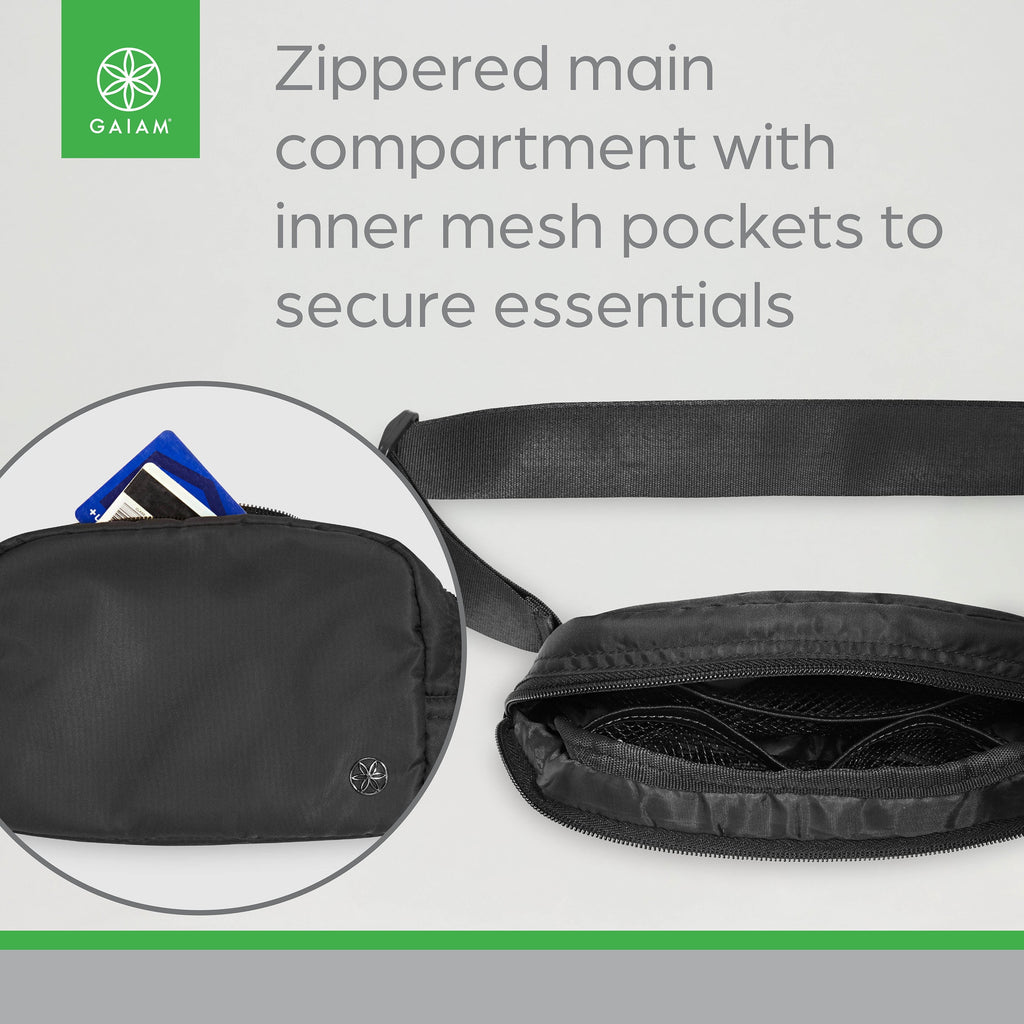 Gaiam Wander Waist pack, Black, on Waist, Adult
