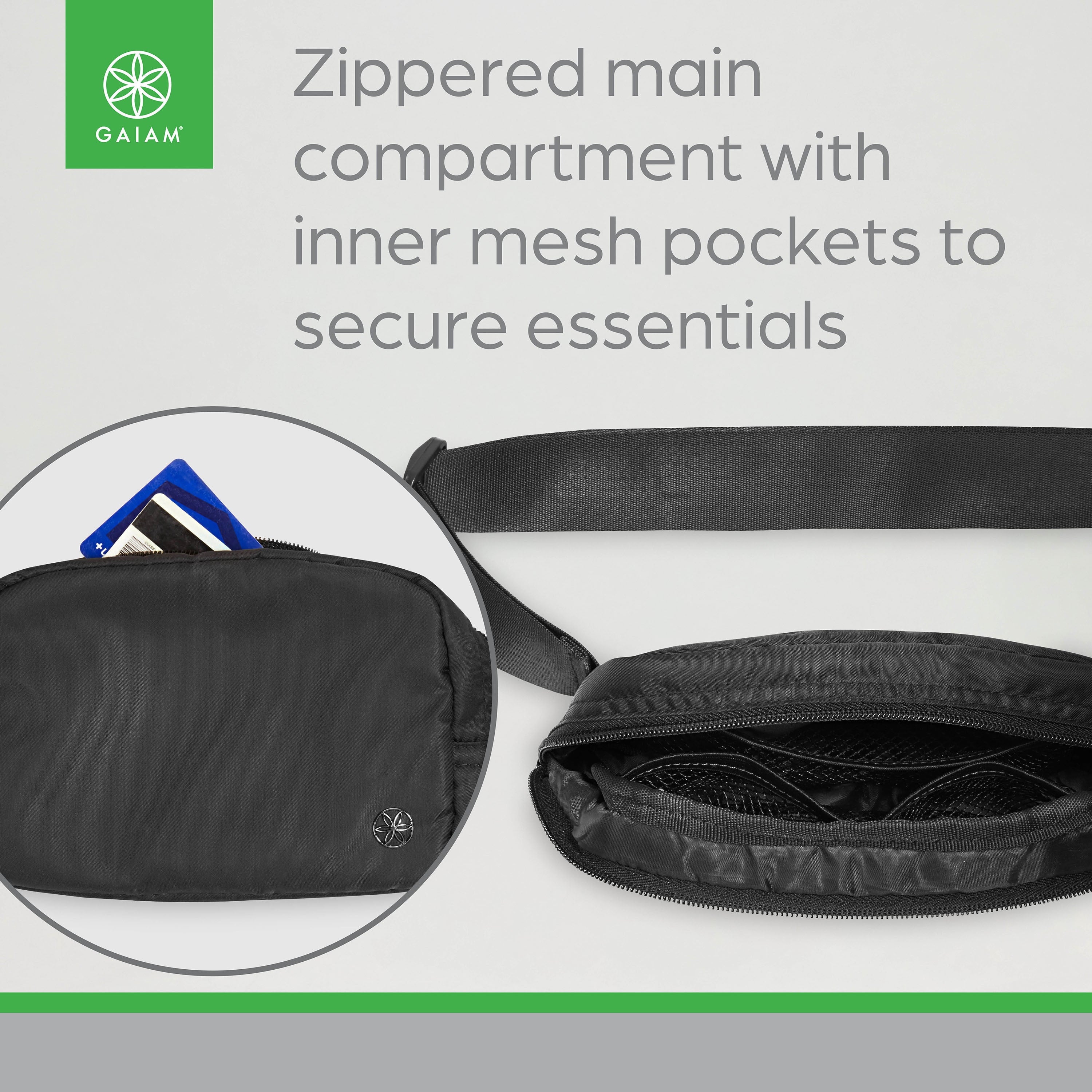 Gaiam Wander Waist pack, Black, on Waist, Adult