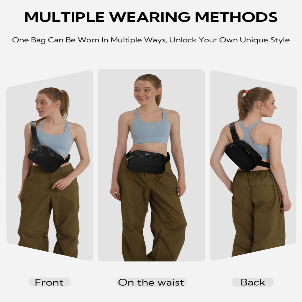 WATERFLY Fanny Pack – Lightweight 2L Nylon Waist Bag for Hiking, Running & Travel | Unisex
