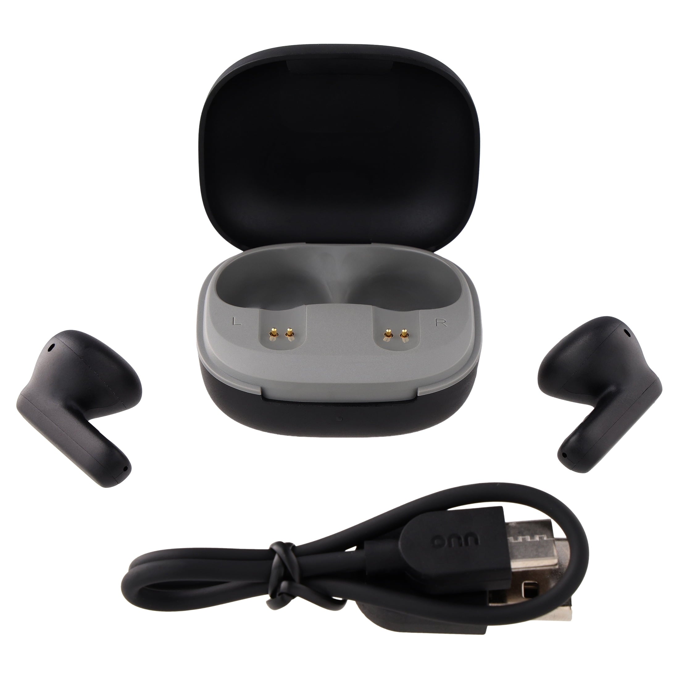 onn Mini Sticks Black Wireless Bluetooth Earbuds with Environmental Noise Canceling