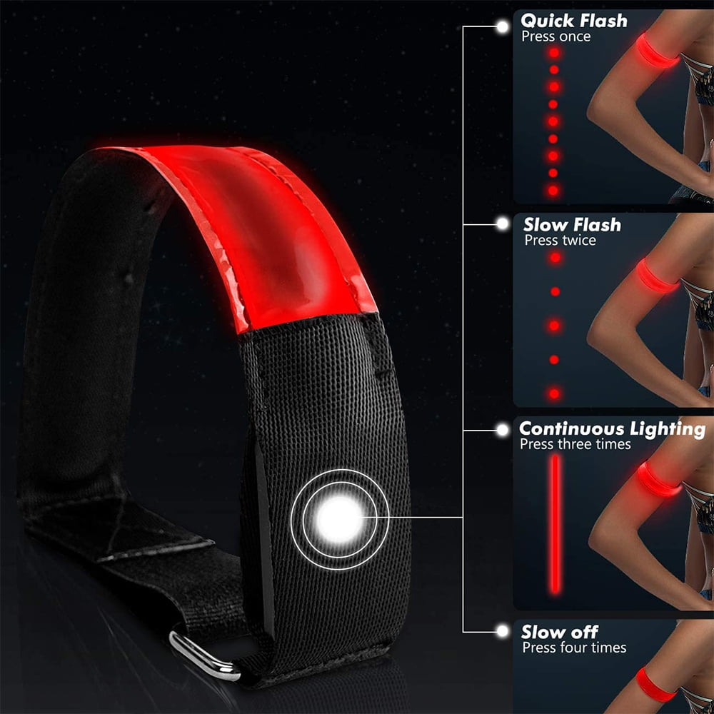 Running Light for Runners (2 Pack) Rechargeable LED Armband Reflective Running Gear, LED Light Up Band for Joggers Bikers Walkers,Red