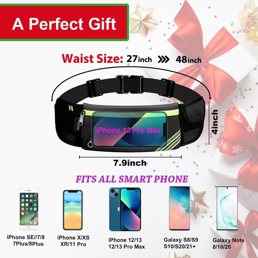 Slim running belt waist bag mobile phone holder money belt female and male | hiking cycling exercise travel waist bag, reflective runner with jogging bag, sports equipment accessories
