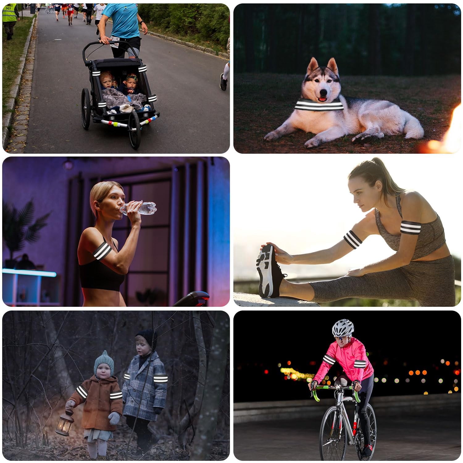 6 Pieces Reflective Strips Reflective Running Gear Reflective Armbands Flexible Reflective Strips Reflective Arm Bands Adults For Running Jogging Hiking Walking