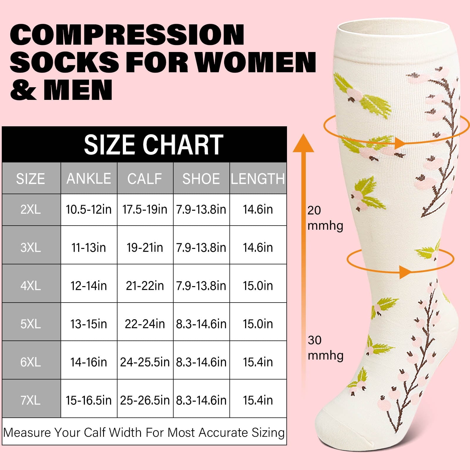 2 Pairs Wide Calf Compression Socks for Women Men AMITOFO Circulation 20-30mmHg Plus Size Knee High Support Stockings| Circulation | Nurses | Running | Travel,Beige Black 4XL