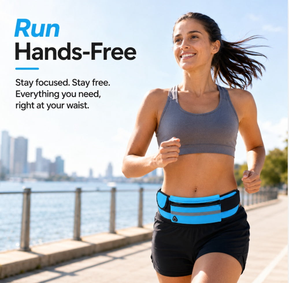Slim Running Belt Waist Pack, Adjustable Travel Belt Bag for Phone, Keys and Small Essentials, TIKA