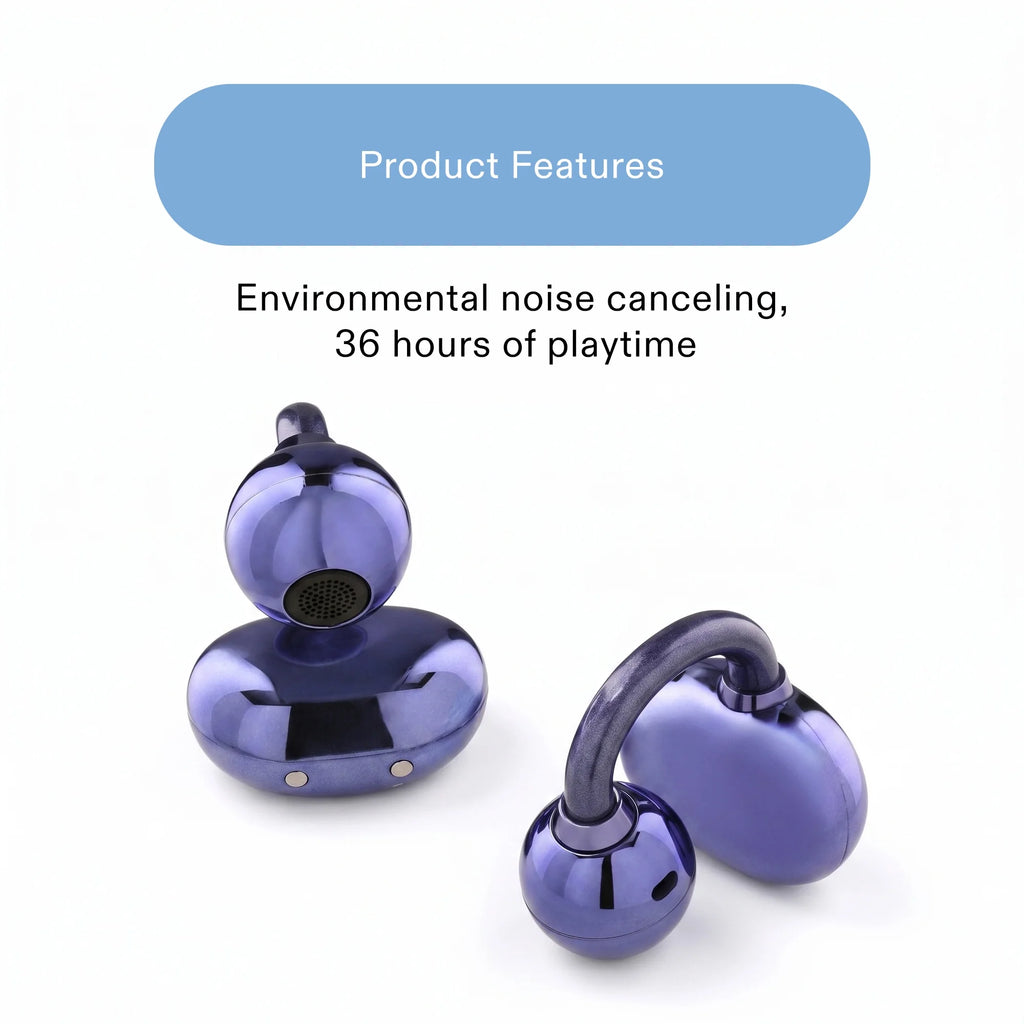onn Nebulode Pro Open-Clip Wireless Earbuds, Blue