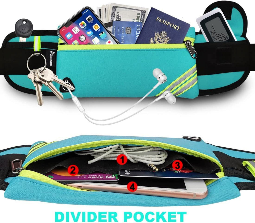 Slim Running Belt Fanny Pack,Waist Pack Bag for Hiking Cycling Workout,Reflective Runners Belt Jogging Pouch,Travelling Money Phone Holder for Running Gear Accessories