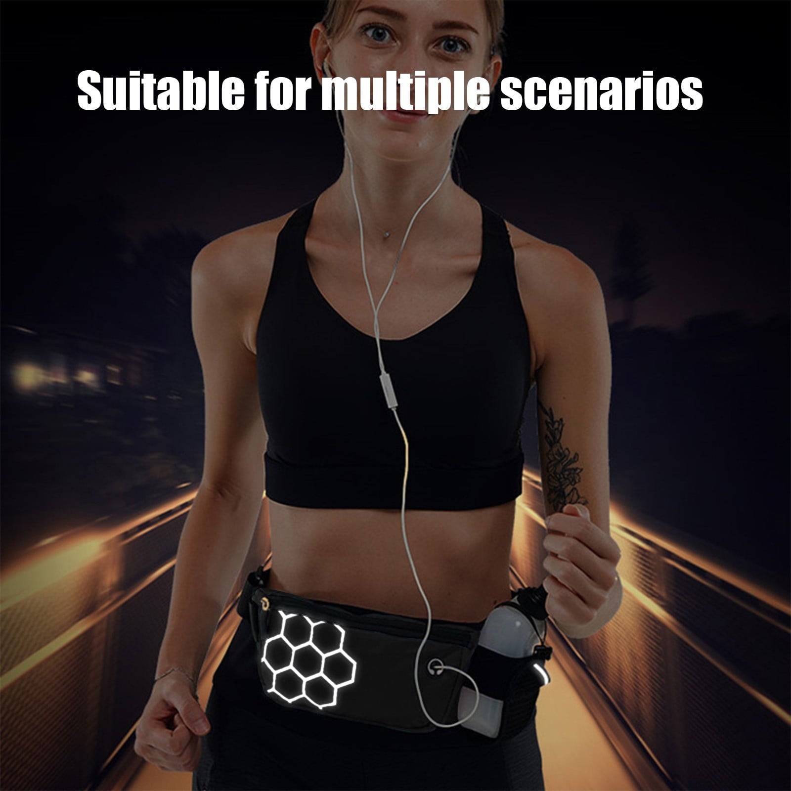 Running Add-Ons Water Bottle Waist Pack, Waterproof Close-fitting Lasting Stay Long Wear Gear, Unisex Running Belt for Phone Keys Outdoor Sports