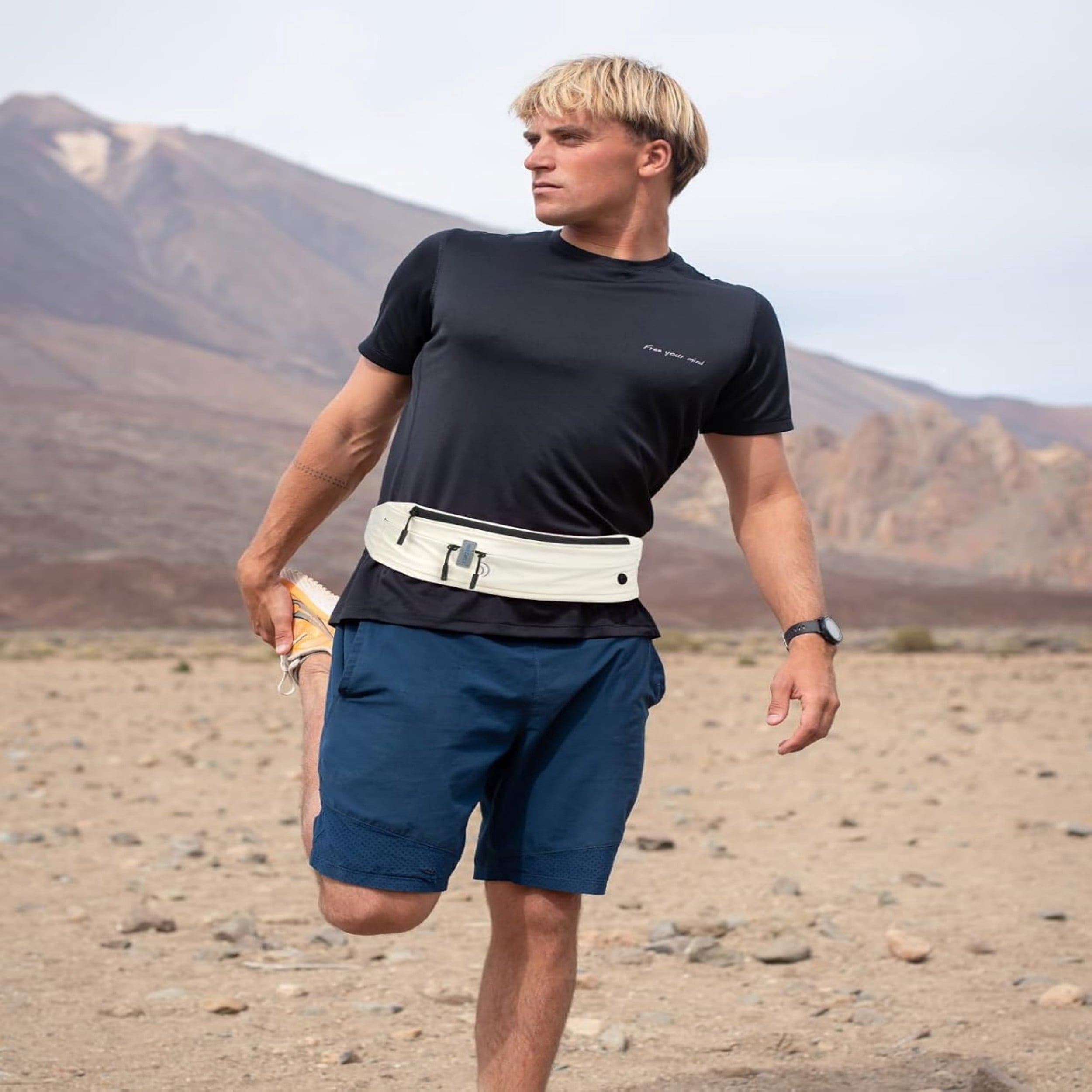 WATERFLY Unisex Adjustable Non-Slip Jogging Exercise Fitness Nylon Running Waist Belt,Black