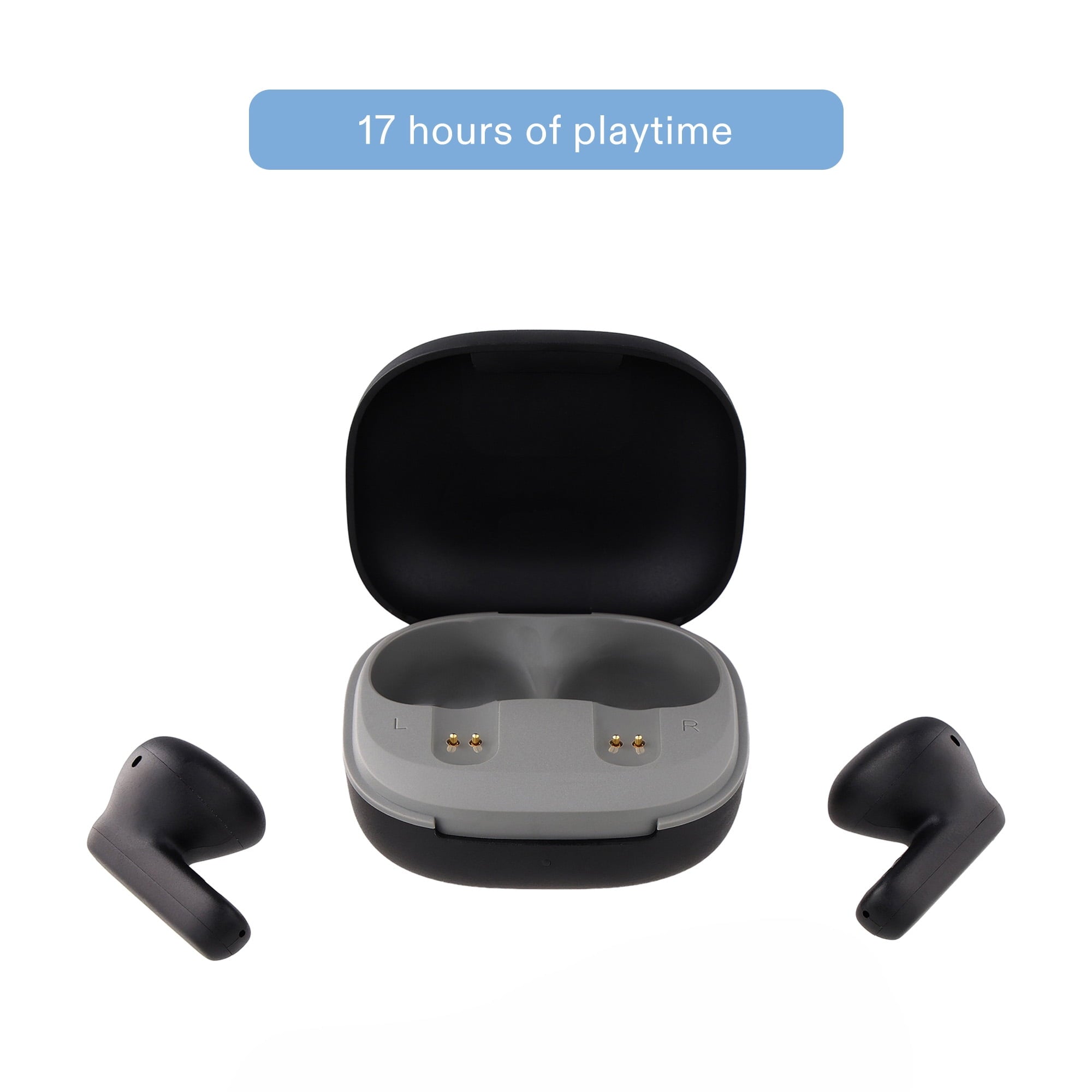 onn Mini Sticks Black Wireless Bluetooth Earbuds with Environmental Noise Canceling