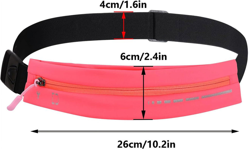 Slim Running Belt for Women Men Water Resiatant Runners Fanny Pack Adjustable Waist Pouch Reflective Phone holder Running Gear Accessories for Sport (Purple)