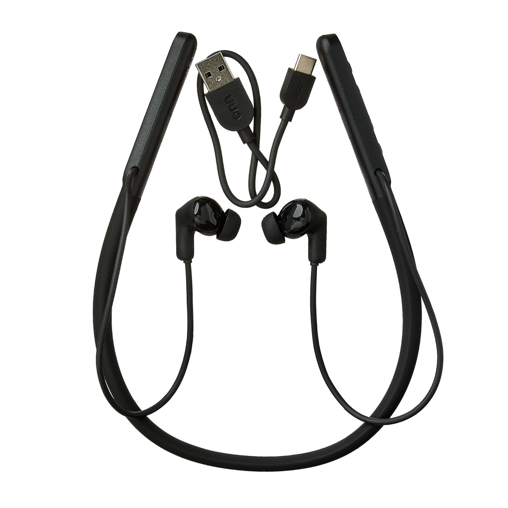 onn Active Noise Canceling Bluetooth Neckband Earphones Black