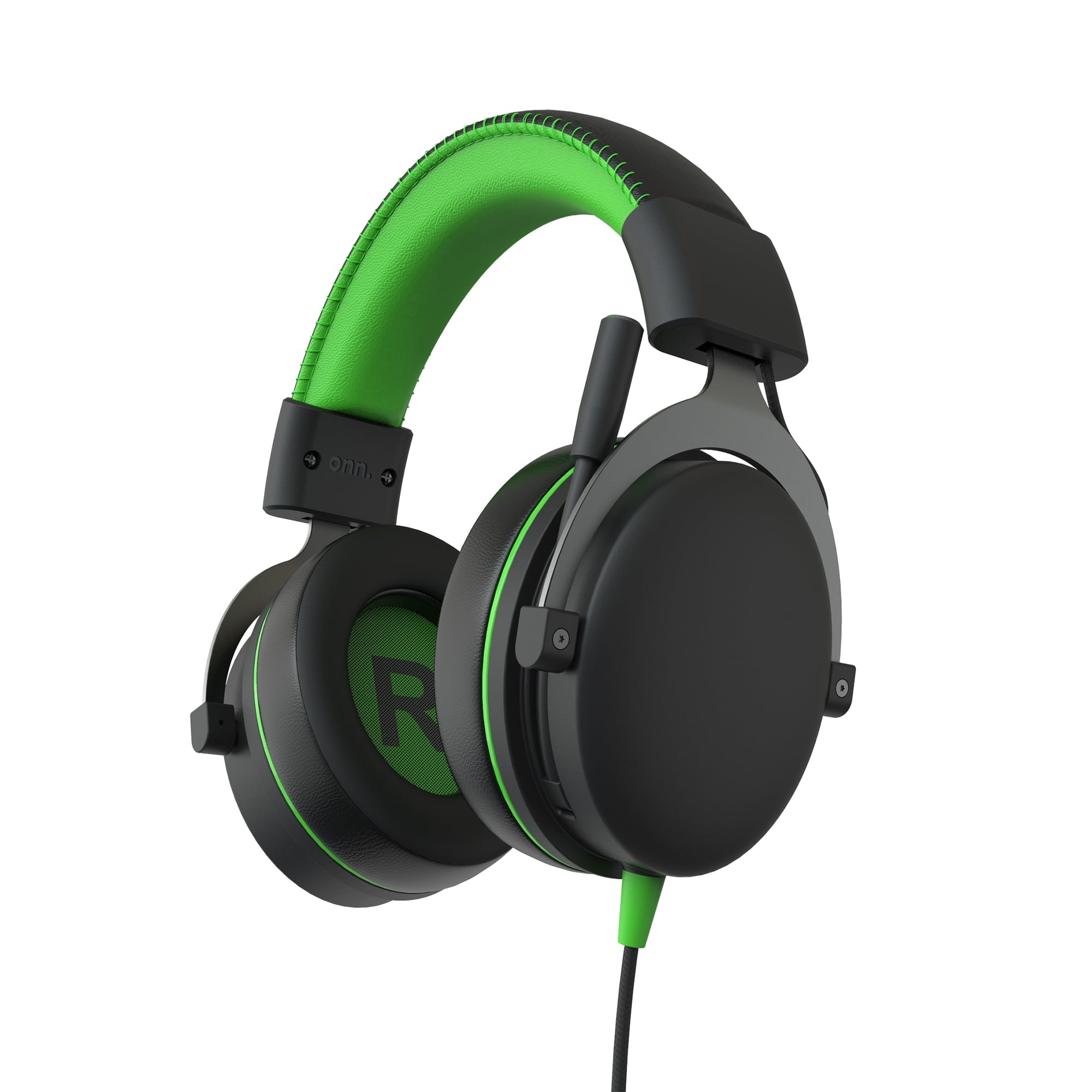 onn Wired Gaming Headset Compatible with Xbox, Black and Green